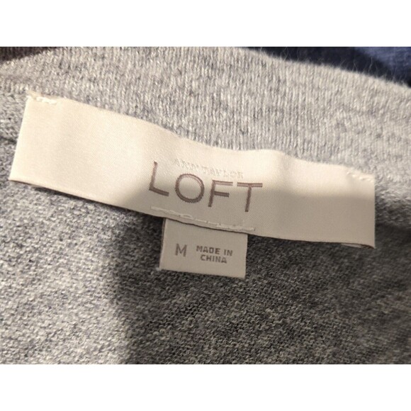 Loft Gray Cotton‎ Blend Cardigan Sweater with Pockets - Casual Comfort Layering - Picture 4 of 4